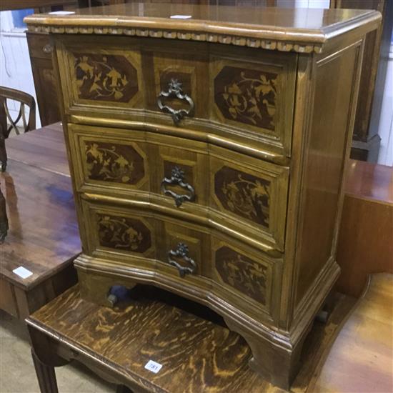 Continental inlaid 3 drawer chest